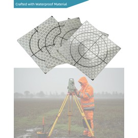 60PCS 40 * 40mm White Reflective Tape Survey Targets Reflective Adhesive Target Sheets for Total Stations Laser Target Sheet