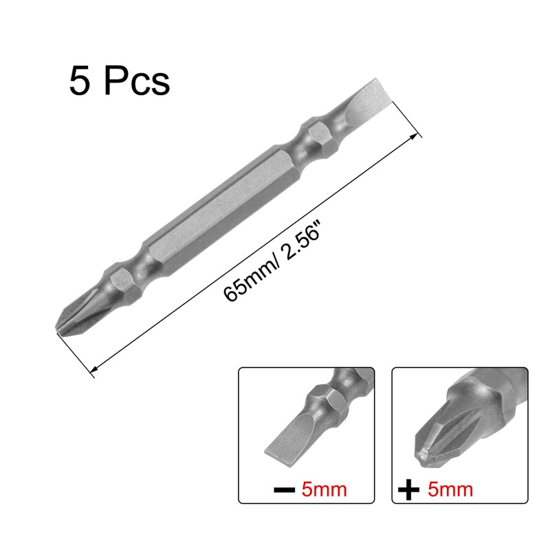 sourcing map 5 Pcs PH2/SL5 Magnetic Double Ended Screwdriver Bits,