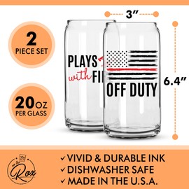 Firefighter Gifts for Men - 20 Oz Funny Beer Glass Set | Fire Fighter Accessories Firefighting Gift Merchandise for Department | Fireman Decor for Firefighters Memorabilia | Gift for Dad Lieutenant