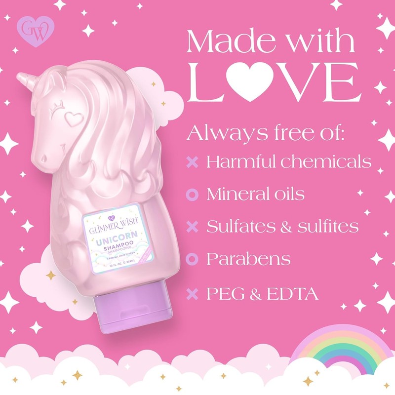 Glimmer Wish Unicorn Kids Shampoo, Paraben and Sulfate Free, Cotton