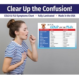 Safety Magnets ZOCO – Flu vs Cold Symptoms Poster – School Nurse & Health Office Wall Chart – Flu Awareness Sign for Daycare, Preschool, Clinic – Laminated 12x18