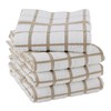 DII Basic Terry Collection Windowpane Dishtowel Set, 16x26, Stone, 4
