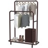 Simple Houseware Double Rod Clothing Garment Rack with Bottom Shelves,