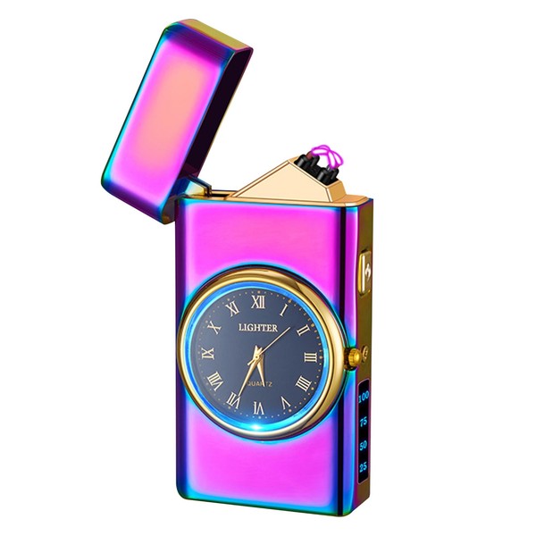 Electric Lighter with Clock YOZWOO USB Rechargeable Lighter with LED