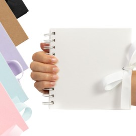 Square Kraft Paper Scrapbook Photo Album Book Spiral Bound Ribbon Tie 6x6 Inch