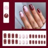 24Pcs Christmas French Tip Press on Nails Short Square Fake