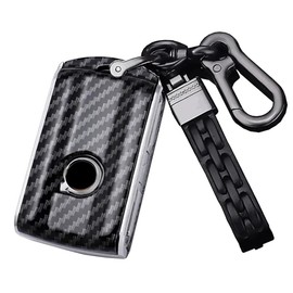 ontto Key Fob Cover with Keychain Car Key Holder Full Protection Fit for Volvo XC60 XC90 S90 V90 XC40 Carbon Fiber Black