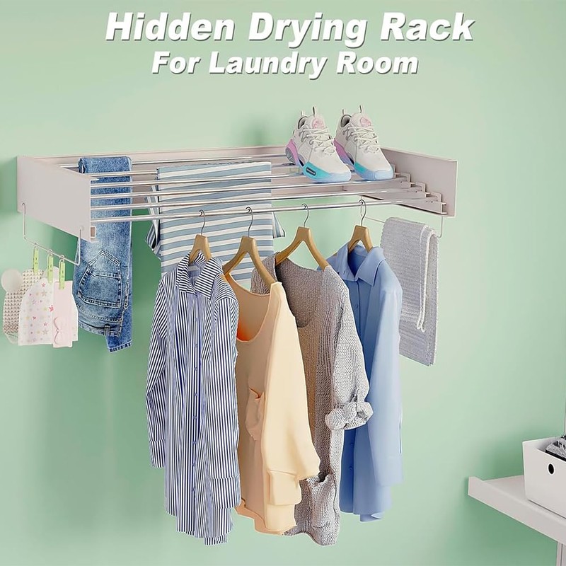 dainslef Wall Mounted Clothes Drying Rack Folding Indoor, Foldable Laundry