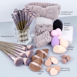 MAANGE Juego de 51 brochas de maquillaje, juego de herramientas de maquillaje multifuncionales con brocha de maquillaje, brocha de base, brochas de ma
