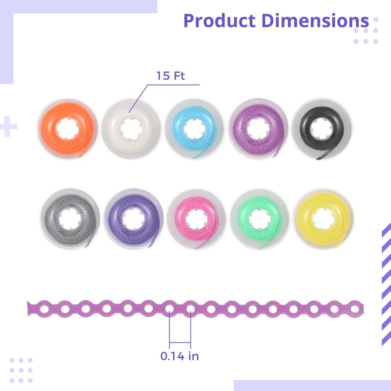 10 Rolls Orthodontic Braces Rubber Chains, Orthodontic Rubber Chains, Braces