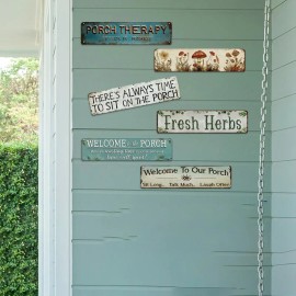 Porch Themed Metal Tin Sign Retro Fresh Herbs Porch Therapy Wall Decor for Home Porch Patio Farmhouse DecorationColor: Z181(6 PCS), Size: 10*40cm