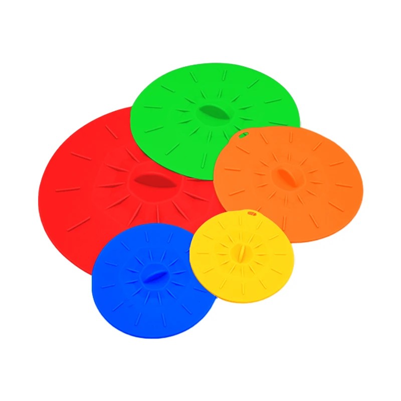 5-Piece Silicone Suction Lid Cover Set – Reusable Heat-Resistant Microwave