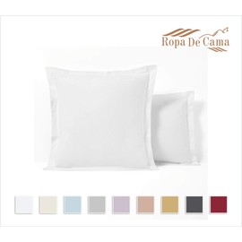 Ropa De Cama | 100% EGYPTIAN Cotton 1000 Thread Count | OXFORD PILLOWCASES | WHITE | CONTINENTAL SQUARE SIZE 65CM x 65 CM