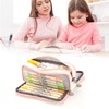 Large Capacity Pencil Case Multi Pocket Double Opening Cute Stationery