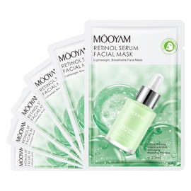 GUOYAOLIFU 6 Pack Retinol Serum Sheet Masks - Hydrating & Smoothing, Moisturizing & Nourishing for All Skin Types