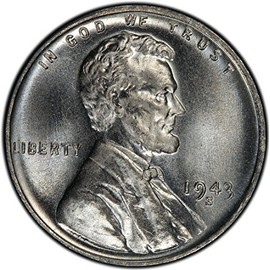 1943 S LINCOLN STEEL WHEAT PENNY