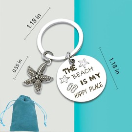 ZYSSXNDM Beach Keychain Beach Lover Keychain Keychian Anniversary for Sister Bestie Birthday Keyring Gift for Teen Girls Graduation Silver Charm Gift Vacation
