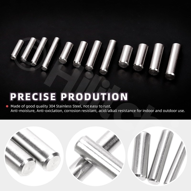 Hilitchi 60PCS Dowel Pin M6 M8 M10 304 Stainless Steel
