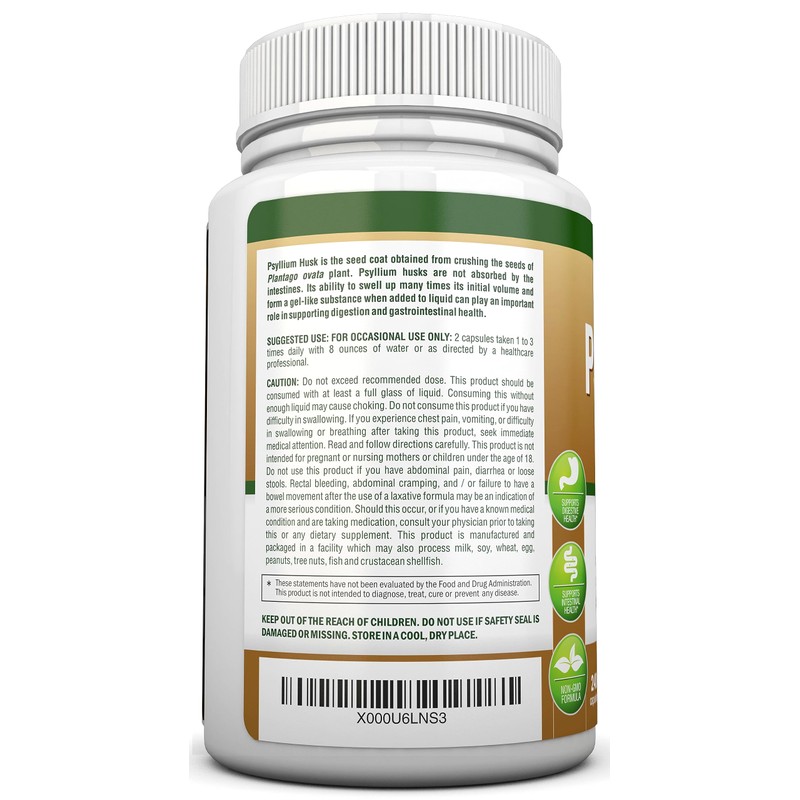 NutriONN PSYLLIUM Husk Capsules - 1450mg Per Serving - 240