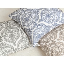 DWCN Set of 2 Decorative Pillow Covers with Print Damask Pattern -18 x 18 Inch Rustic Farmhouse Boho Style Home Decor Couch Pillows for Sofa Chair Couch Bedroom Living Room Outdoor, Beige & Grey