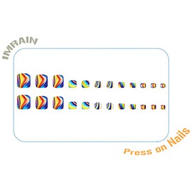 IMRAIN Short Square Press on Toenails Colorful Wave Fake Toes Nails with Design Matte Acrylic Full Cover Summer False Toenails for Women Manicure 24Pcs