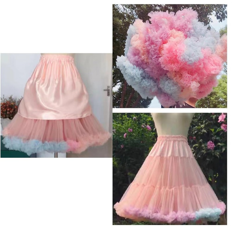 Acoolser Pannier Skirt, Tutu Skirt, Tulle, Petticoat, A-Line, Pannier, Volume,