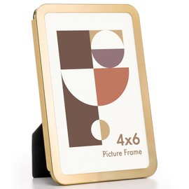 Axeman 5x7 Picture Frame-Metal Rounded Corner Frame 5x7, 5''x7''Photo Frame with Tempered Glass,Tabletop and Wall Display, One-Piece 5 By 7 Metal Picture Frame for images, Gold