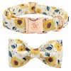 Elegant little tail Dog Collar, Sunflower Print Pet Collar Bow