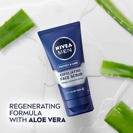 NIVEA MEN Protect & Care Exfoliating Face Scrub (75ml), Invigorating Men's Face Scrub and Face Cleanser with Aloe Vera, Exfoliating Face Wash