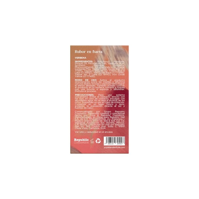 Republic Cosmetics - Blush En Barra Verbena (Naranja Coral)