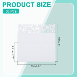 PATIKIL 50Pcs Wedding Place Cards, Laser Cut Leaves Table Place Card Folded Tent Card Name Cards for Table Setting Wedding Reception Buffet, White