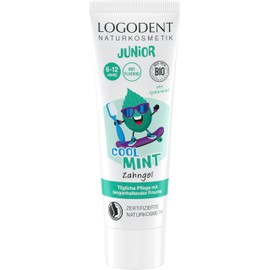 LOGONA Naturkosmetik Junior Tooth Gel Cool Mint, for Children from 6 Years, Daily Care with Long-Lasting Freshness, with Fluoride, Organic Peppermint Oil & Spearmint, Vegan Natural Cosmetics, 75 ml