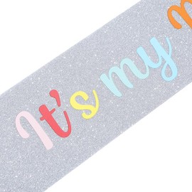 ZHBDPaty ZHBDPaty it's my birthday Birthday Girl Sash Silver with Rainbow Text Birthday Party Favors For Girl Women
