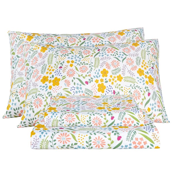 Bedlifes King Sheet Set Floral Sheets King Ultra Soft Breathable