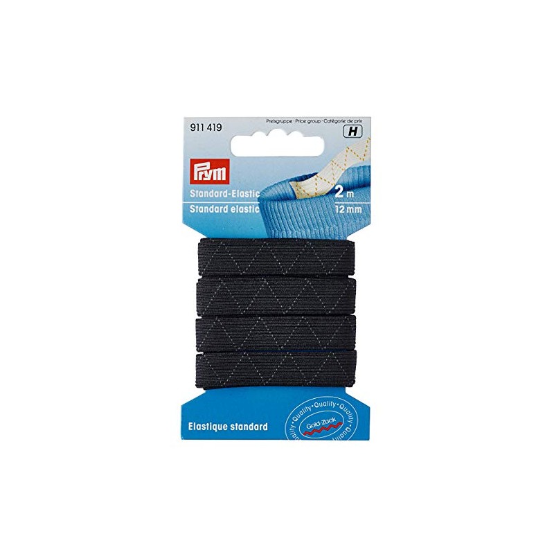 Prym Standard Elastic 2m x 12mm, Polyester, Black