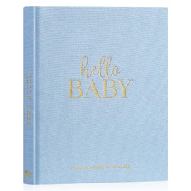 Lanpn Hello Baby First 5 Year Baby Diary for Girls Boys - Linen Hardcover Baby Diary to Enter Baby Book for New Parents - Baby Album Baby Memory Book Gift (Blue, 154 Pages)