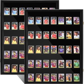 2 Pcs 35 Graded Sports Card Display Case UV Protection Baseball Trading Card Display Case Clear View Playing Card Display Frame Lockable Card Wall Cabinet for Collector Basketball Hockey Football Card