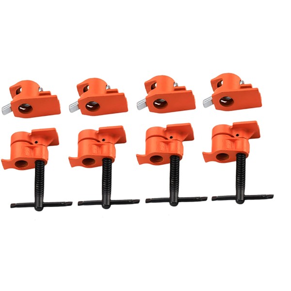 Pack of 4 Wood Gluing Pipe Clamp Set, 1/2" Cast