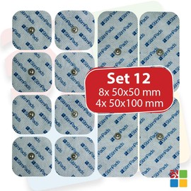 Stimpads for Compex, Pack of 12 (4 x 50 8 x 50 x 50 mm with a Push Button), 100% Compex Compatible, Powerful and Durable. Save 60% Compared To The Original.