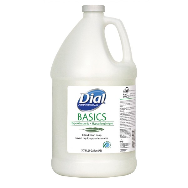 Dial Professional Basics Hypoallergenic Liquid Hand Soap, Green Seal Certified, 1 Gallon Bottle (Pack of 4)