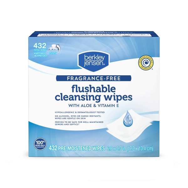 Berkley and Jensen Flushable Cleansing Wipes, 432 ct.