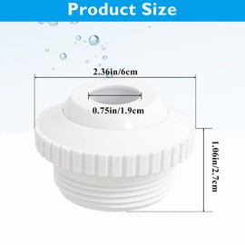 4 Pieces Pool Jet Nozzles,3/4" Directional Flow Eyeball Inlet Jet,Swimming Pool Return Jet Replacement Parts Fittings Spa with 1-1/2 Inch MIP Thread Pool Accessories for Hayward SP1419D