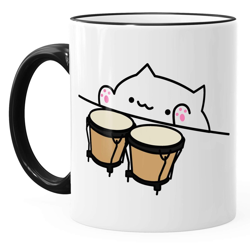 MoonWorks® Coffee Cup Bongo Cat Meme Black One Size
