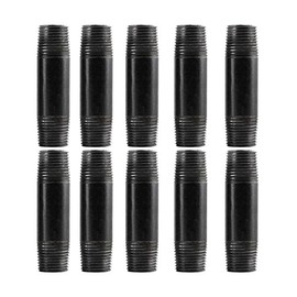 Black Cast Pipe Fitting, Nipple, 1/2" x 6-inch Length, 10-Pack