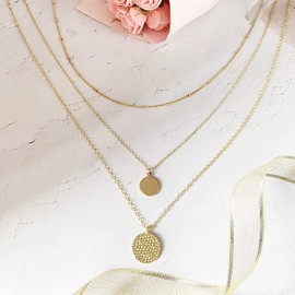 Choker Necklace for Women Layered Gold Charm Necklace Stack Layered Pendant Necklaces for Teen Girl Gifts Trendy Stuff