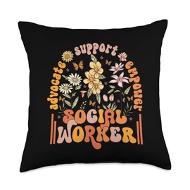 Social Worker Wildflower Tee Advocate Support Empower Throw Pillow