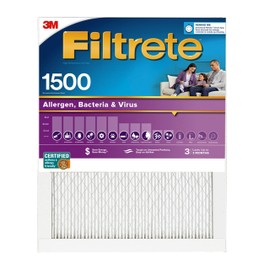 Filtrete 20x30x1 AC Furnace Air Filter, MERV 12, MPR 1500, CERTIFIED asthma & allergy friendly, 3 Month Pleated 1-Inch Electrostatic Air Cleaning Filter, 4-Pack (Actual Size 19.84 x 29.84 x 0.78 in)