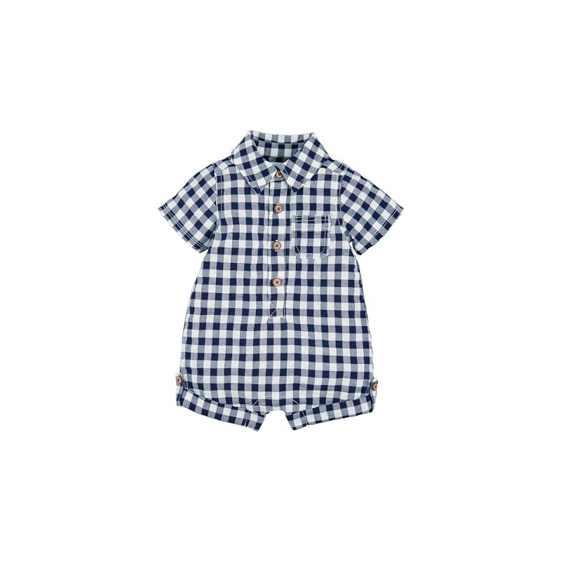 Mud Pie Boy Gingham Shortall; 3-6 Months