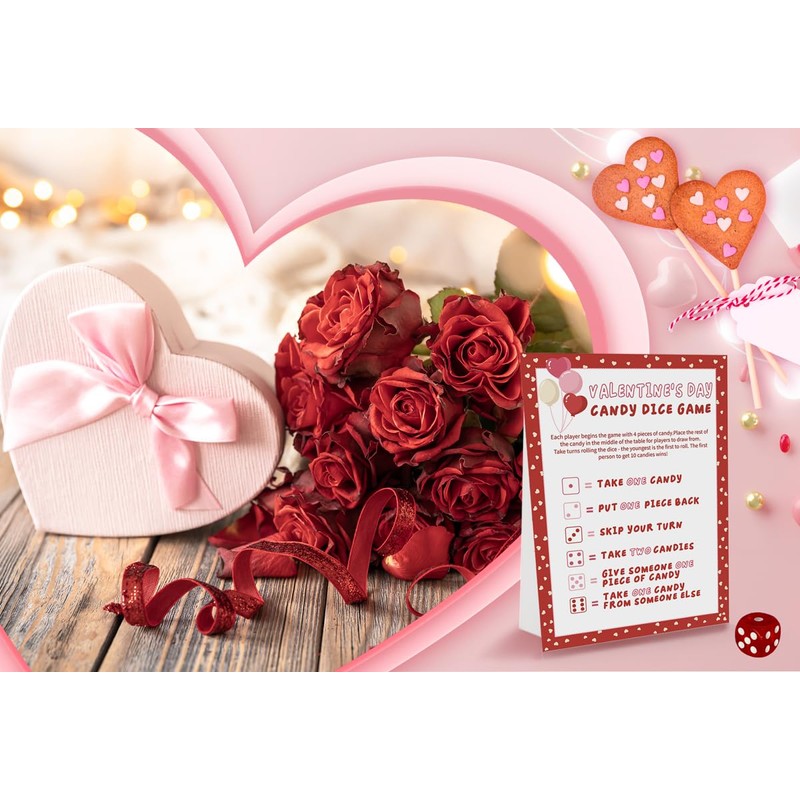 UHADRE Valentine's Day Candy Dice Game, Galentine Party Candy Dice