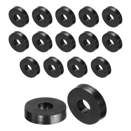QUARKZMAN Pack of 16 Rubber Washers Rubber Spacer 27 mm Outer Diameter 10 mm Inner Diameter 6 mm Thick Rubber Spacer Round Spacer Sleeves for Home Car Accessories Black